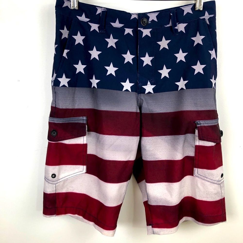 NWOT Size 29 Hawk Patriotic Board Shorts